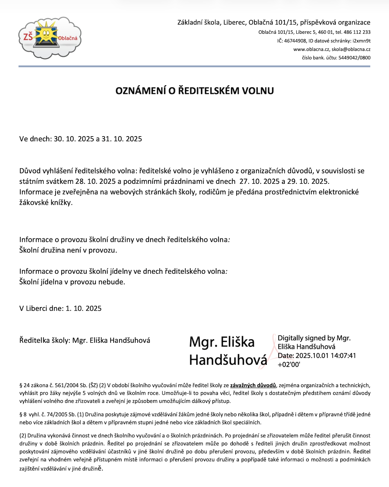 20251001 reditelske volno