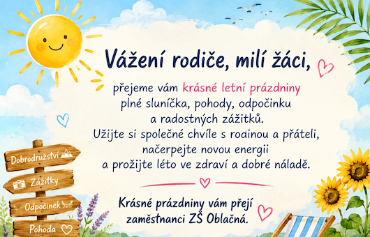 Přejeme vám krásné letní prázdniny